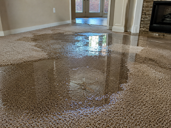 Piso con agua acumulada antes de extracci&oacute;n