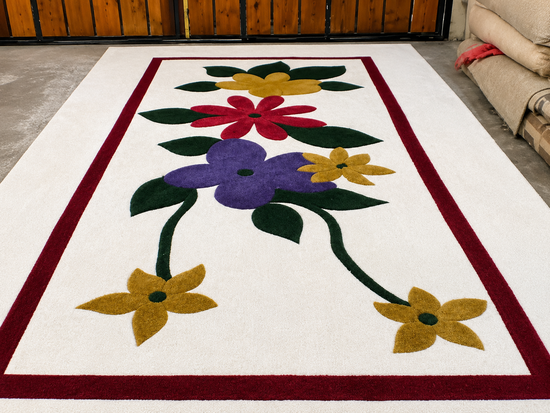 Limpieza de alfombra con dise&ntilde;o floral